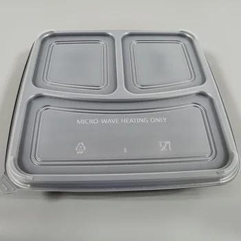 одноразовый контейнер для еды навынос из полипропиленового пластика для микроволновой печи с 3 отделениями