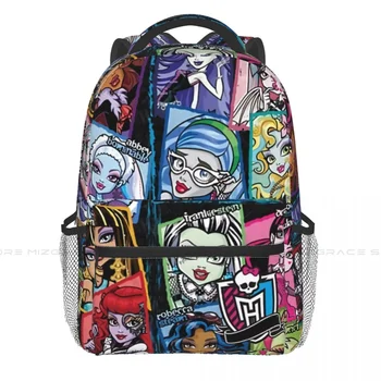 Повседневная школьная сумка большой емкости, рюкзаки для ноутбука с персонажами, кукла Монстр Хай, Многофункциональный мягкий рюкзак для подростка