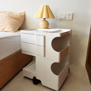 Прикроватный столик Ins Wind Nordic 360 Поворотный шкаф для хранения, Передвижная тележка для хранения, Красная Винтажная спальня