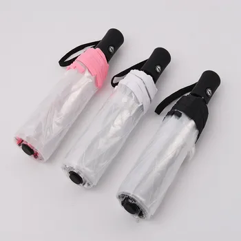Прозрачный автоматический зонт от дождя, Ветрозащитный Автоматически складывающийся Черный зонт, Мужской Женский Складной автомобильный зонтик для путешествий, бизнеса на открытом воздухе