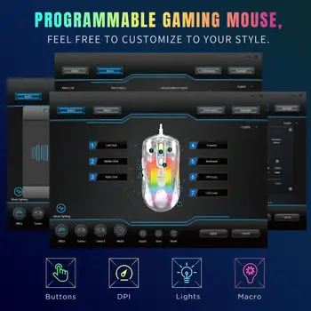 Профессиональная игровая мышь, компьютерная мышь с удобным захватом, семь программируемых клавиш для игры, макс. 12800 точек на дюйм, игровая мышь