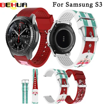 Рождественский ремешок для часов, силиконовый браслет с Санта-Клаусом, город оленей, удобная посадка, ремешок для Samsung Gear S3, универсальный спортивный ремешок