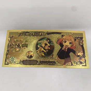 Розничная продажа 1шт Японская манга Spy X Family пластиковые карты из золотой фольги, украшение мультсериала, Аниме, банкноты в 10000 иен, подарок для детей