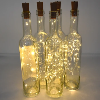 Светильник для винной бутылки с пробкой на батарейках, 1 м / 2 м, светодиодная гирлянда 