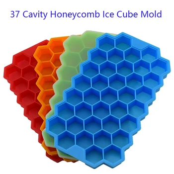 Силиконовая форма для кубиков льда в виде сот с 37 сетками, форма для лотка для льда большой емкости, Многоразовый пищевой льдогенератор с крышками, форма для эскимо