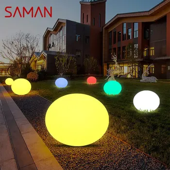 Современная белая газонная лампа SAMAN, водонепроницаемая IP65, наружная круглая светодиодная подсветка 16 цветов для украшения сада и парка