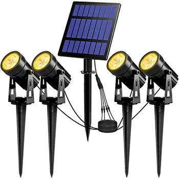 Солнечные прожекторы Наружные солнечные фонари мощностью 5 Вт с 4 комплектующими фарами IP65 Водонепроницаемые точечные светильники с изменением цвета Наружная безопасность