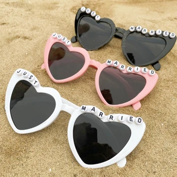 Солнцезащитные очки для свадебной вечеринки, женские Летние очки на открытом воздухе, только что вышедшие замуж, очки в форме буквы сердца, женские трендовые очки для взрослых