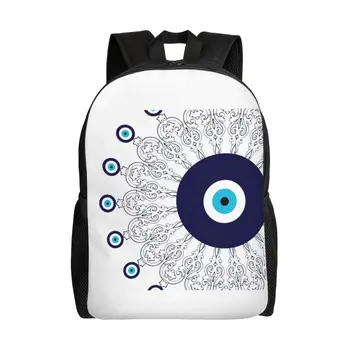 Темно-синий Белый Средиземноморский рюкзак с мандалой от сглаза Водонепроницаемая Школьная сумка в богемном стиле колледжа в стиле Бохо С принтом Сумки для книг