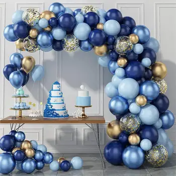 Украшение Романтической вечеринки Темно-синий набор цепочек из латексных шариков Macarone, набор металлических шариков для украшения вечеринки по случаю Дня рождения