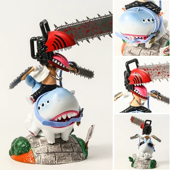 Человек-бензопила Дэндзи Оседлает фигурку акулы, модель аниме-персонажа, игрушку в подарок