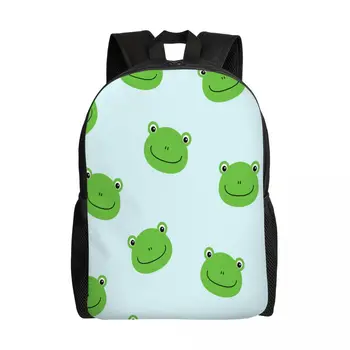 Школьная сумка, 15-дюймовый рюкзак для ноутбука, Повседневная сумка через плечо, дорожный рюкзак с милыми лягушками Mochila
