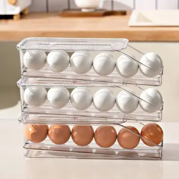Ящик для хранения яиц с наклоном 7 градусов, Подвижная полка для яиц, Многослойная укладка, Слот для ящиков, Лоток для яиц, Холодильник, Органайзер для ежедневного использования